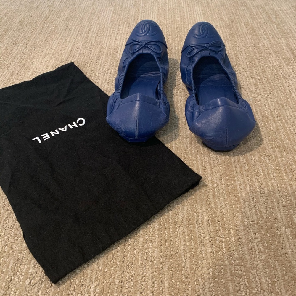 Chanel blue leather ballerina flats size 38 - Picture 5 of 12